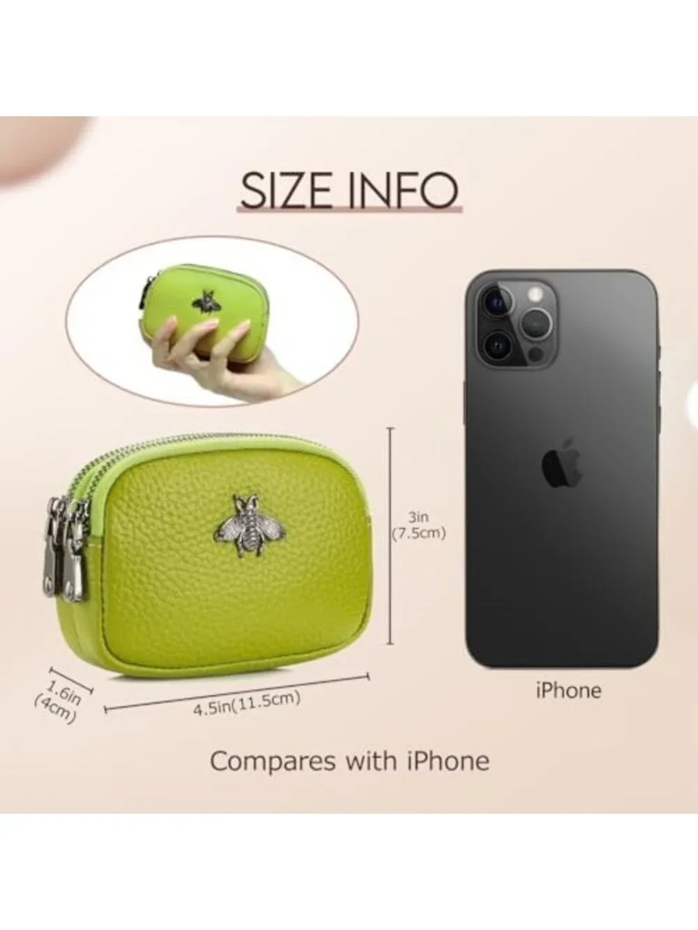Stylish Women's Leather Coin Purse | Small Wallet & Change Pouch in Yellow Green